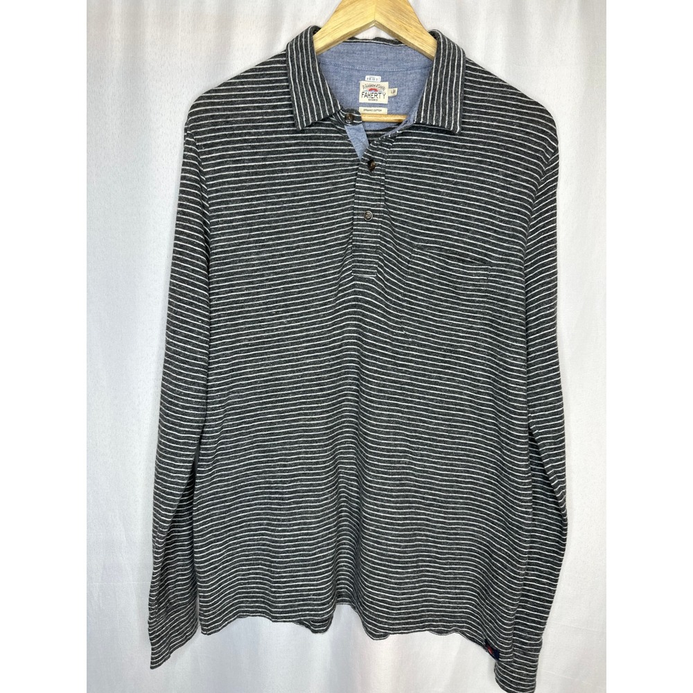 NWOT Faherty Movement Long Sleeve Polo LARGE Coastal Surf Hippie Elevated